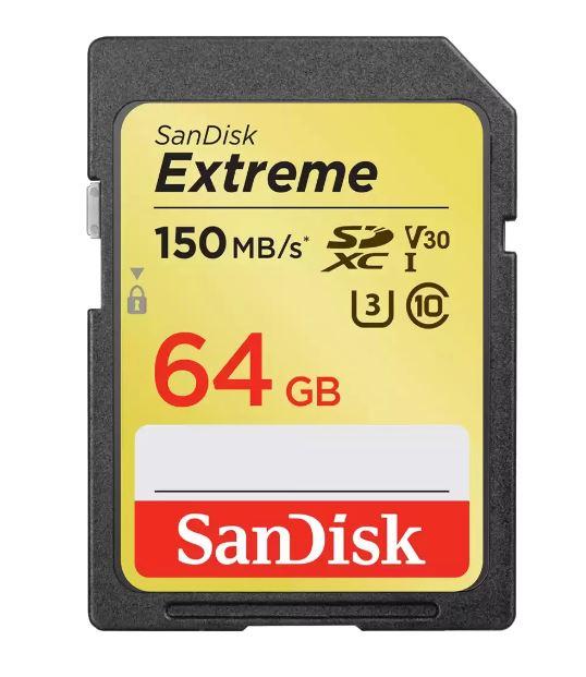 Sandisk Extreme 64GB SDXC UHS-I U3 Class 10 V30 Memory Card #SDSDXV6-064G-GNCIN