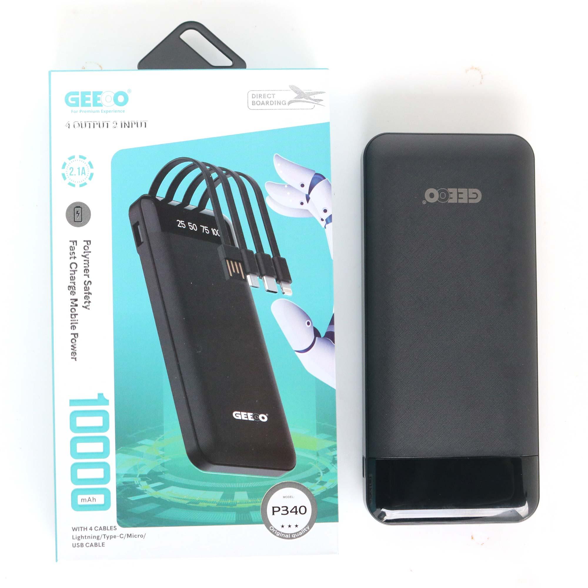 Geeoo P340 10k mah Power Bank w/4 Port (Black)